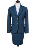 BLUE OVERCHECK PLAID TWEED 3 PIECE WOEMN SUIT