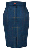 BLUE OVERCHECK PLAID TWEED 3 PIECE WOEMN SUIT