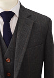 DARK GREY HERRINGBONE TWEED 3 PIECE SUIT