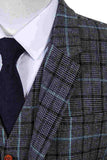 GREY BLUE HOUNDSTOOTH TWEED 3 PIECE SUIT