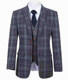 GREY BLUE HOUNDSTOOTH TWEED 3 PIECE SUIT