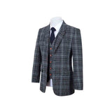 GREY BLUE HOUNDSTOOTH TWEED 3 PIECE SUIT