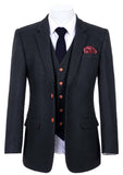 BLACK TWILL TWEED 3 PIECE SUIT