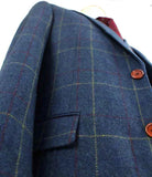 BLUE OVERCHECK PLAID TWEED 2 PIECE SUIT