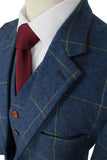 BLUE OVERCHECK PLAID TWEED 2 PIECE SUIT