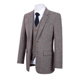 BROWN BARLEYCORN TWEED 3 PIECE SUIT