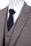 BROWN BARLEYCORN TWEED 3 PIECE SUIT