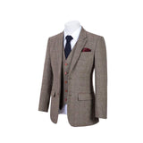 BROWN PRINCE OF WALES TWEED 2 PIECE SUIT