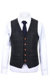 CLASSIC BLACK OVERCHECK TWEED 3 PIECE SUIT