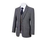 CLASSIC GREY BARLEYCORN TWEED 3 PIECE SUIT