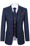 CLASSIC NAVY BARLEYCORN TWEED 3 PIECE SUIT