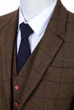 COUNTRY BROWN OVERCHECK TWEED 3 PIECE SUIT