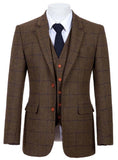 COUNTRY BROWN OVERCHECK TWEED 3 PIECE SUIT