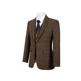 COUNTRY BROWN OVERCHECK TWEED 3 PIECE SUIT