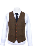 COUNTRY BROWN OVERCHECK TWEED 3 PIECE SUIT