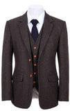 DARK BROWN HERRINGBONE TWEED 3 PIECE SUIT