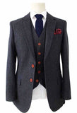 DARK GREY HERRINGBONE TWEED 3 PIECE SUIT