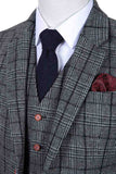 GREY HOUNDSTOOTH PLAID TWEED 3 PIECE SUIT