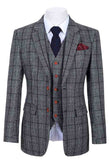 GREY HOUNDSTOOTH PLAID TWEED 3 PIECE SUIT