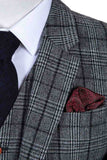 GREY HOUNDSTOOTH PLAID TWEED 3 PIECE SUIT