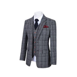 GREY HOUNDSTOOTH PLAID TWEED 3 PIECE SUIT