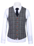 GREY HOUNDSTOOTH PLAID TWEED 3 PIECE SUIT