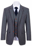 GREY TWILL TWEED 3 PIECE SUIT