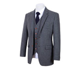 GREY TWILL TWEED 3 PIECE SUIT