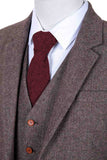 LIGHT BROWN HERRINGBONE TWEED 3 PIECE SUIT