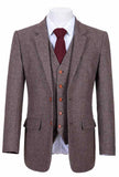 LIGHT BROWN HERRINGBONE TWEED 3 PIECE SUIT