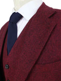 MAROON BARLEYCORN TWEED 3 PIECE SUIT