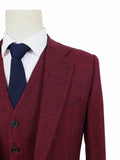 MAROON BARLEYCORN TWEED 3 PIECE SUIT