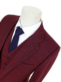 MAROON BARLEYCORN TWEED 3 PIECE SUIT