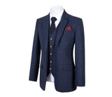 CLASSIC NAVY BARLEYCORN TWEED 3 PIECE SUIT