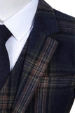 MIDNIGHT BLUE PLAID TWEED 3 PIECE SUIT