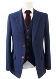 NAVY HERRINGBONE TWEED 3 PIECE SUIT