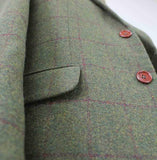 OLIVE GREEN OVERCHECK PLAID TWEED 2 PIECE SUIT