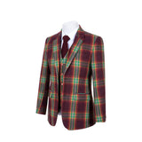 RAINBOW RED PLAID TWEED 3 PIECE SUIT