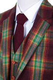 RAINBOW RED PLAID TWEED 3 PIECE SUIT