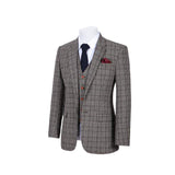 RETRO BROWN PLAID TWEED 3 PIECE SUIT