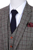 RETRO BROWN PLAID TWEED 3 PIECE SUIT