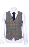 RETRO BROWN PLAID TWEED 3 PIECE SUIT