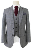 RETRO GREY PRINCE OF WALES TWEED 3 PIECE SUIT