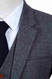 TRADITIONAL GREY HERRINGBONE TWEED 3 PIECE SUIT