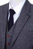 TRADITIONAL GREY HERRINGBONE TWEED 3 PIECE SUIT